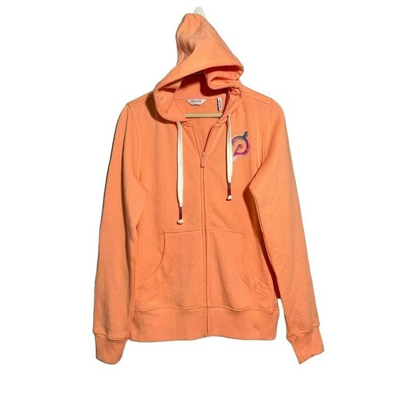 Peloton Ultimate Hoodie Fleece Jacket Women Size S Orange Zip Pocket Logo Iconic - Picture 2 of 12